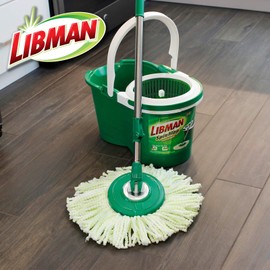 Libman Spin Mop and Bucket – Complete Floor Cleaning System Features a Microfiber Mophead, Adjustable Handle, and Durable Spin Compartment