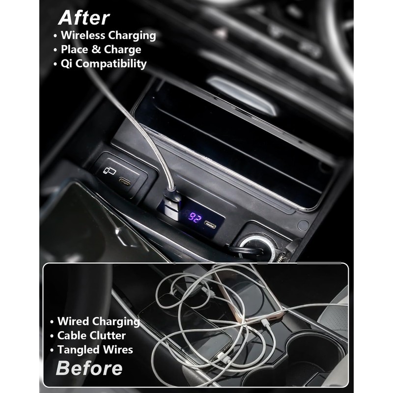 CLEC Car Wireless Charger for Benz A-Class 2019-2022,GLA/GLB/CLA-Class 2020-2022,QC 3.0