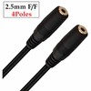 jasavdio 2.5mm Audio Extension Cable 4Pole;2.5mm Female to Female Adapter