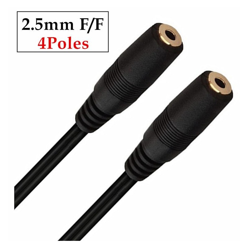 jasavdio 2.5mm Audio Extension Cable 4Pole;2.5mm Female to Female Adapter