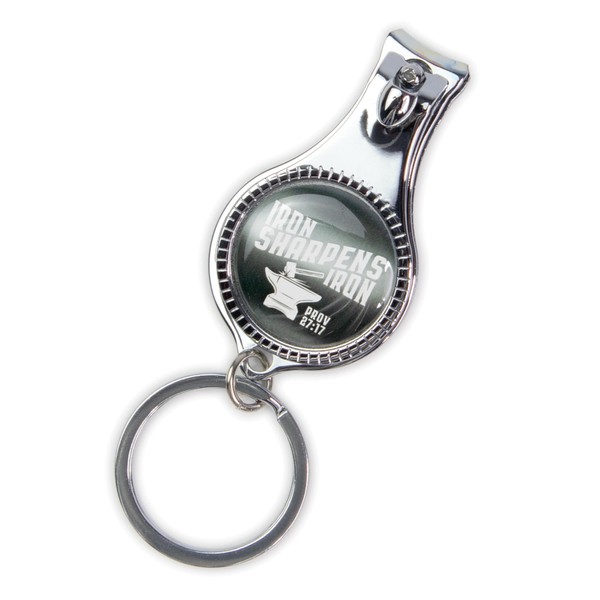 3-in-1 Scripture Nail Clipper Multitool, Green - Iron Sharpens Iron,
