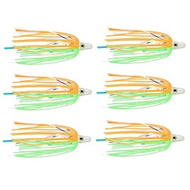 LAST CAST TACKLE Silicone Holo Teaser - 6 Pack - 5 Colors to Choose from (Green/Orange)