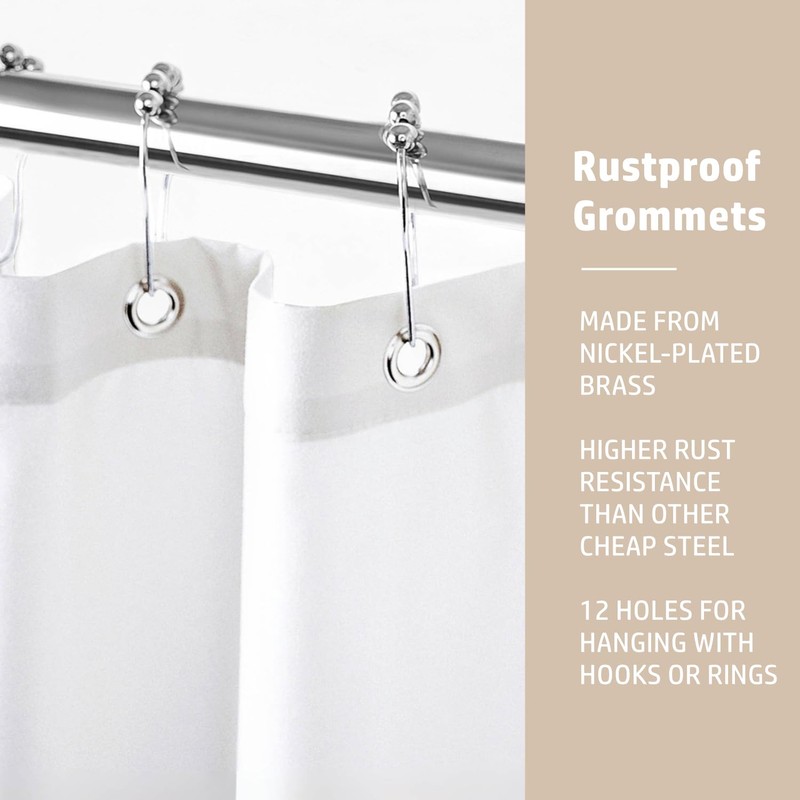 Felisa Short Waterproof Fabric Shower Curtain Liner with 3 Large