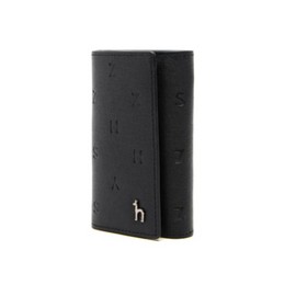Hazzys (광주신세계)블랙 가죽 레터링 패턴 실퍼 퍼피로고 키홀더 HJWA5E566BK (Gwangju Shinsegae) Black Leather Lettering Pattern Silver Puppy Logo Key Holder HJWA5E566BK