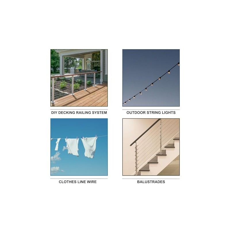 316 Stainless Steel Cable Wire Rope 3/16" 1x19-100 ft Coil