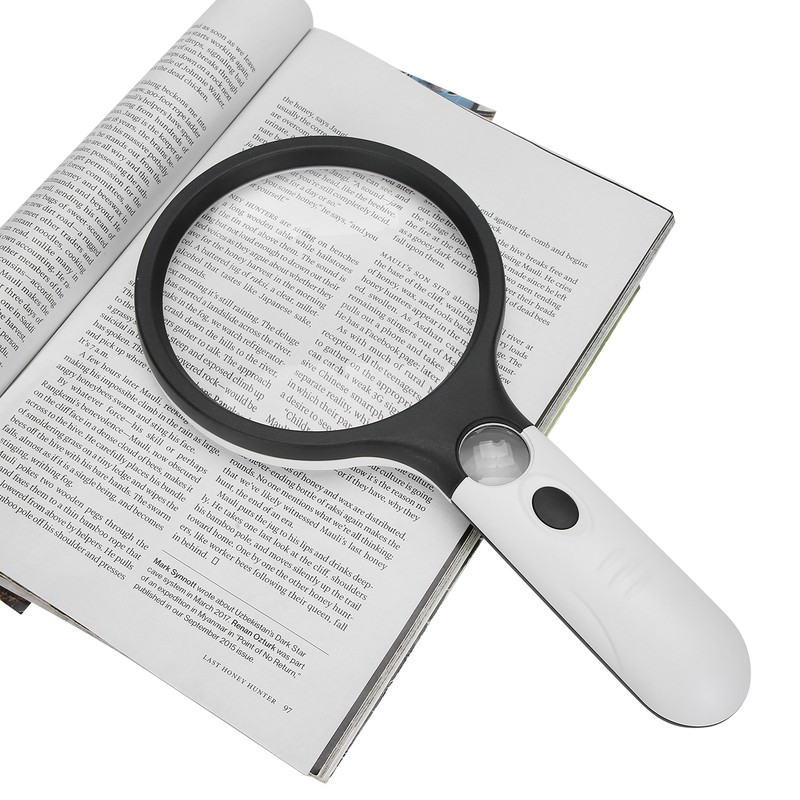 Reading Handheld Magnifying Glass Battery Powered 4LED 4X 30X Lens