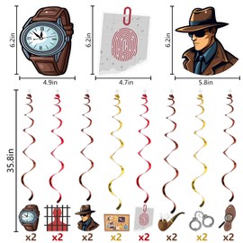 Facegg Remolinos Colgantes Con Temática De Detectives, Serpentinas De Techo Para Cumpleaños De Detectives, Decoración De Detectives, Decoraciones De Escenas Del Crimen, Decoraciones Para Fiestas De De