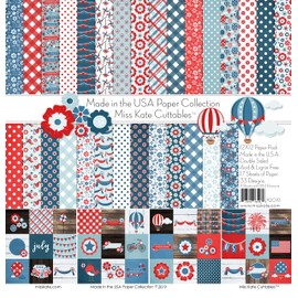 Pattern Paper Pack - Made in The USA - 4th of July - 17 Double-Sided 12"x12" Collection Includes 34 Patterns - Scrapbooking Card Making Crafting - by Miss Kate Cuttables