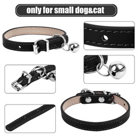 ChengFu XXS Dog Collar Teacup Dog Collar, Black Dog Collar, Teacup Dog Collar for Small Dogs Cats, Black, 3/8 inch Width