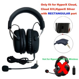 Replacement Microphone for HyperX Cloud, Cloud X/II,HyperX Silver Noise Cancelling Gaming Headsets 3.5mm Detachable Mic