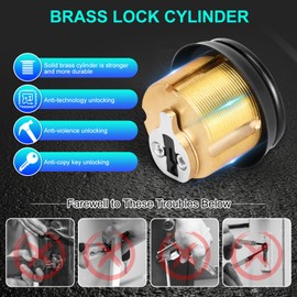 Reetometal Brass Mortise Lock Cylinder for Standard Commercial Storefront Door Lock Replacements with 3 Keys, Adams Rite Style Cam