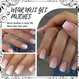 24 Pcs Press On Nägel Kurz, Eckige Künstliche Fingernägel zum Aufkleben, Acryl Press On Nails French, Full Cover Künstliche Nägel für Frauen und Mädchen (Natural)