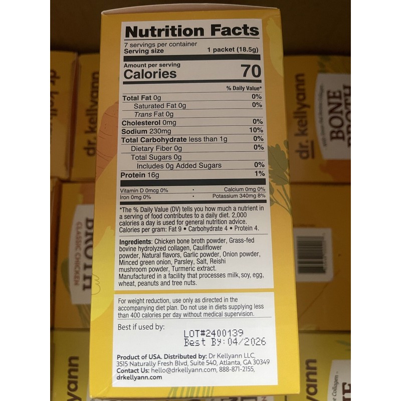 SLIM Collagen Broth Dr. Kellyann Bone Broth Packets, 7 Servings