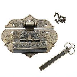 Box Latch Hasp and Vintage Lock Kit LUORNG Decorative Toggle Latch Cabinet Padlock with Key Hasp Toolbox Jewelry Latch Locks with Key Screws