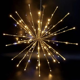 15 Inch Starburst Light Lighted Ball 120 LED Firework Lights Twinkle Hanging Ball Plug in for Patio Walkway Pathway Decoration Indoor/Outdoor