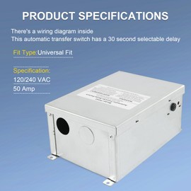 Rimamoka RV Automatic Transfer Switch, 120/240 VAC, 50 Amp, Automatic Transfer Relay Switch for RV, Speedboats