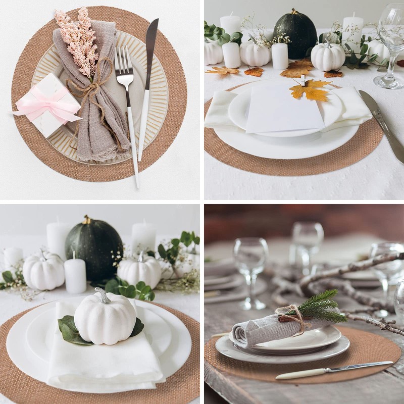 Rustic Burlap Round Placemats - 12" Diameter Burlap Circle Rustic