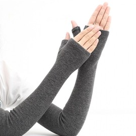 International Autumn Winter Warm Cashmere Long Arm Warmers & Hand Protectors for Men and Women, Thick Elbow Sleeves Khaki 10ea