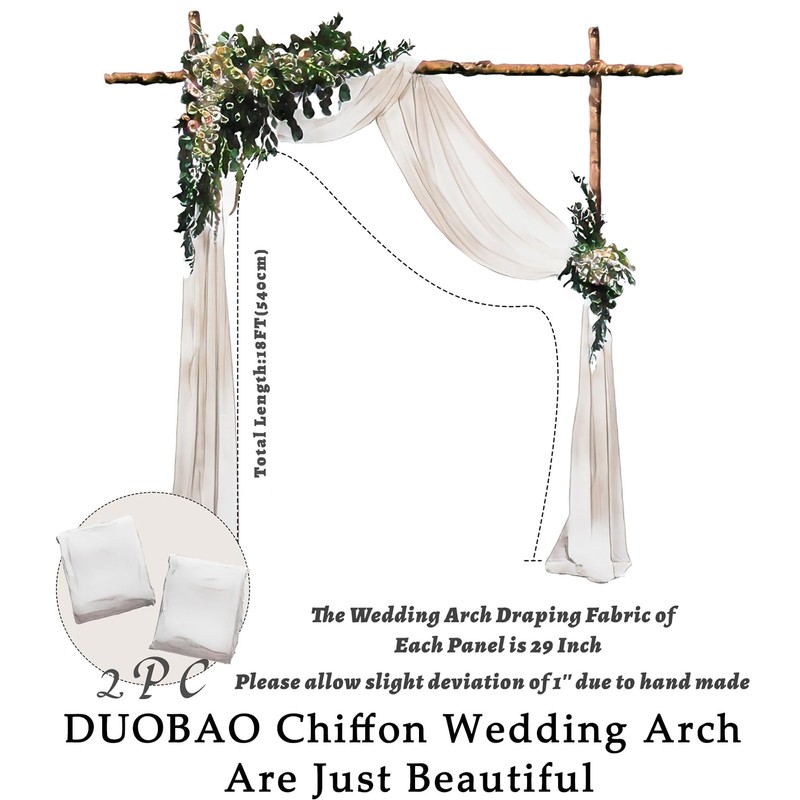 DUOBAO Rainbow Chiffon Wedding Arch Decor Kit - 2 Panels
