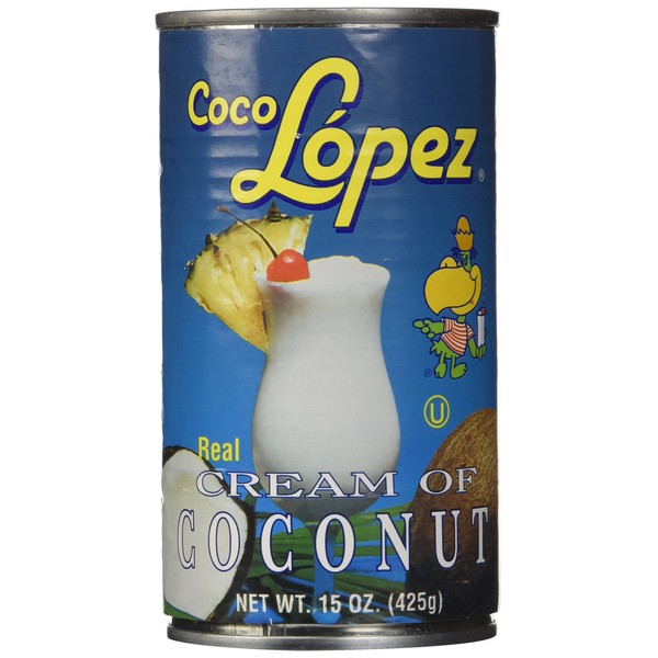 Coco Lopez - Real Cream of Coconut - Metal 15 Ounce Can - Original Fresh Authentic Coconut Cream (6 Pack)