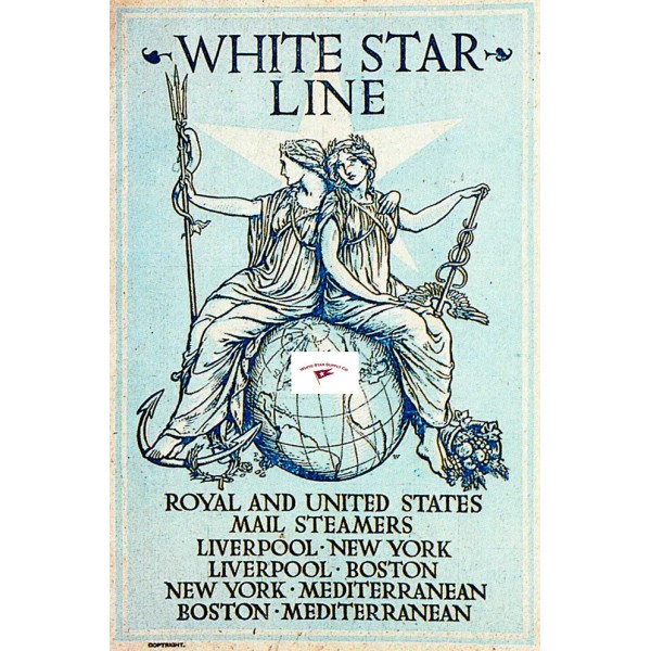 WHITE STAR LINE UNIQUE LOGO ADVERTISEMENT REPRINT