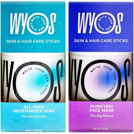 WYOS Oil Moisturizer Stick & Clay Face Mask Stick Bundle | Travel Size, Leak Free, Vegan, Cruelty Free, Portable, Sulfate Free, Paraben Free