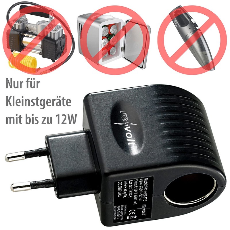 revolt 12volt Adapter: Mini-Spannungswandler von 230 auf 12 Volt, 1