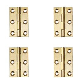 4 Pcs 1.5" Door Hinges Brass Folding Hinges for Gate Window Closet Drawer Boxes, Brass