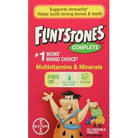 Flintstones Vitamins FLINTSTONES Complete Chewable Multivitamin for Kids, Aspartame-Free, with Vitamin A, C6, B12, C, D, e, & Calcium 150 count