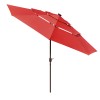 11ft 3-Tier Red Iron Patio Umbrella with 40LEDs Solar Powered