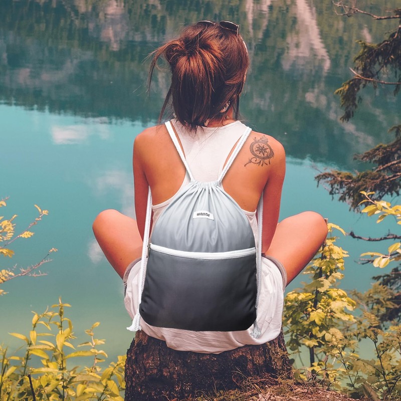 WANDF Drawstring Backpack String Bag Sackpack Cinch Water Resistant Nylon