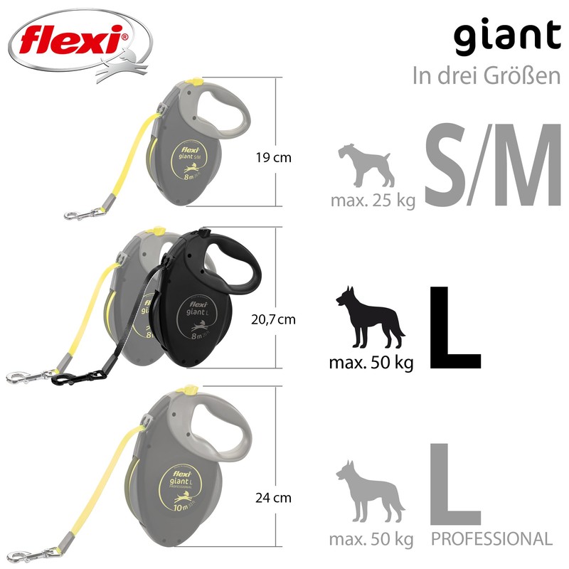 flexi Giant Black Edition L Dog Lead 8 m Strap