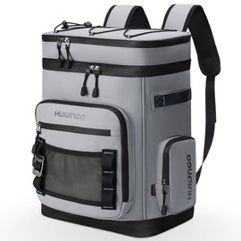 HULONGO-Large Waterproof Insulated Cooler Backpack for Men & Women, Cooler bag，Leak Proof Cooler Backpack for Camping, Beach, Fishing,Hiking, Picnic, Travel, Outdoor, 30L, 48Cans - Color: Light Gray