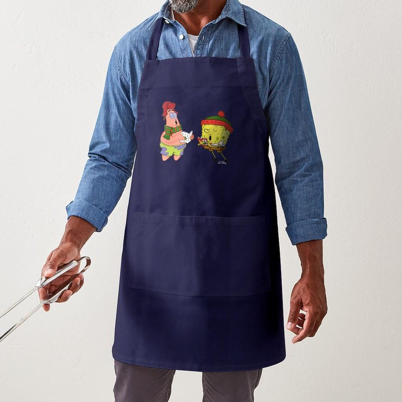 CafePress Patrick & Spongebob Singing Kitchen Apron with Pockets, Grilling