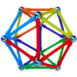 Mega Magz, 130-Piece Magnetic Construction Set - 66 bars and 64 balls