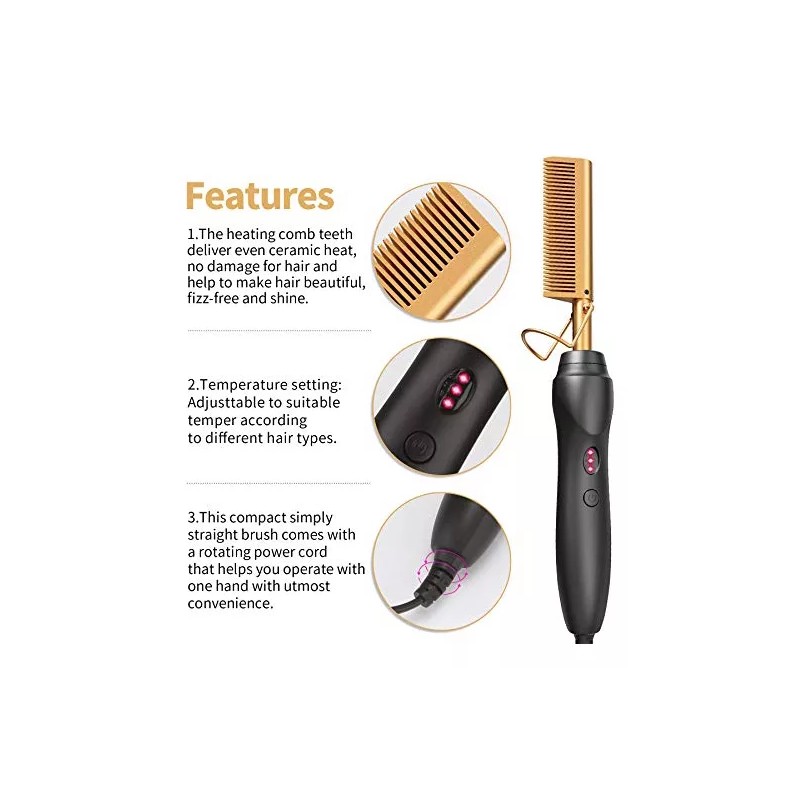 BudiGl Alisador De Pelo En Caliente, Peines Prensados Con Calor,