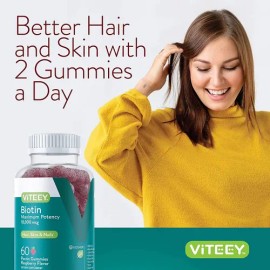 Viteey Gomitas Biotina 10000 Mcg Cabello Piel Uñas 60ct                                                                                               