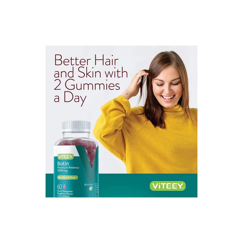 Viteey Gomitas Biotina 10000 Mcg Cabello Piel Uñas 60ct