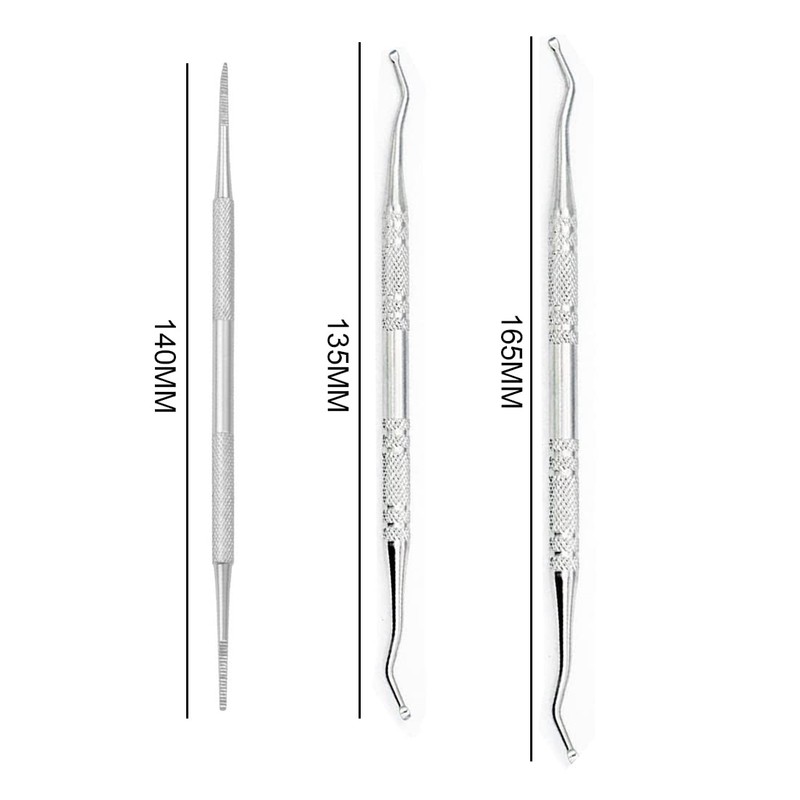 Androxeda 3 Piece Pedicure Set Double Ended Nail Tools for