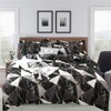 CLOTHKNOW Black Marble Comforter Set King Geometric Plaid Bedding Comforter