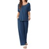 Cnlinkco Two Piece Sets for Women Short Sleeve Casual Pajama