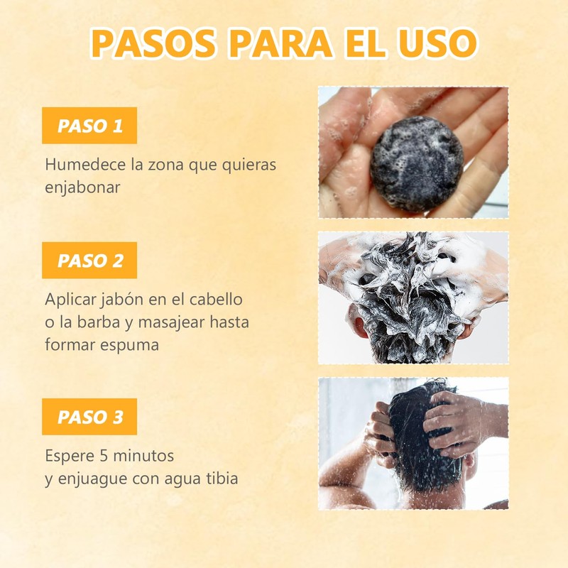 2PC Jabón de depilación de cabello gris natural, champú para