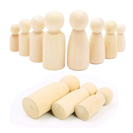 Woohome 80 PCS Wooden Peg Dolls Peg People, Wooden Peg Figures, Natural Unpainted Wood Figures Decorative for Kids Crafts Projects, Painting, Games, 4 Size