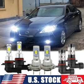For Lexus ES350 2007 2008 2009 6x 6000K Front LED Bulbs Headlight Hi/Lo+Fog Lamp
