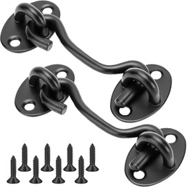 2 Pack Hook and Eye Latch - 3 Inch Cabin Hook Gate Hook Stainless Steel Gate Latch with Screws Heavy Duty Solid Thicken Black Latch Hook for Window Sliding Door Garden Bedroom