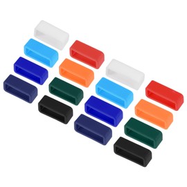 uxcell Watch Band Strap Loops, 16mm 18mm Width Rubber Fastener Rings Silicone Watch Retainers for Watch Band Mix Colors 1Set