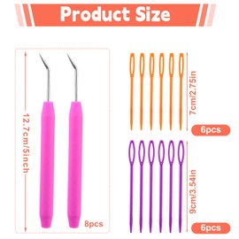 Easusy 20 Pieces of Loom Crochet Hook Sets, 8 Pcs Knitting Crochet Hooks, 12 Pcs Colorful Sewing Needles, Knitting Crochet Hook Sets, Big Eye Yarn Needles for Knitting Craft DIY(Rose red)