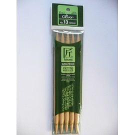 CLOVER. NO 13. 99.0mm. art No. 3015/13. TAKUMI KNITTING NEEDLES. BAMBOO PREMIUM. 7" (18cm)5