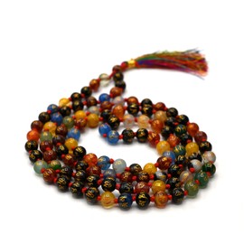 Japa Mala 108 Prayer Beads Necklace and Wrist Mala Bracelet for Meditation, Hand Knotted, Gemstone