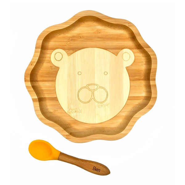 Kleiner Fuchs High-quality bamboo plate with suction cup, non-slip suction